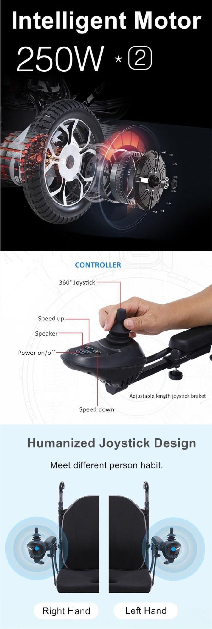 330lbs Loading Foldable Powered Electric Wheelchair for Disabled