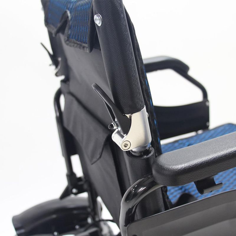 Foldable Electric Wheelchair with Solid Wheels and Double Soft Cushion