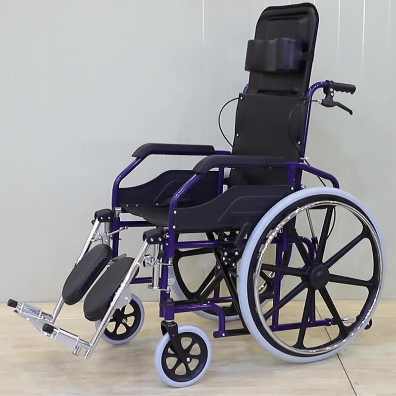 High Back Reclining Wheelchair with Commode for Elderly