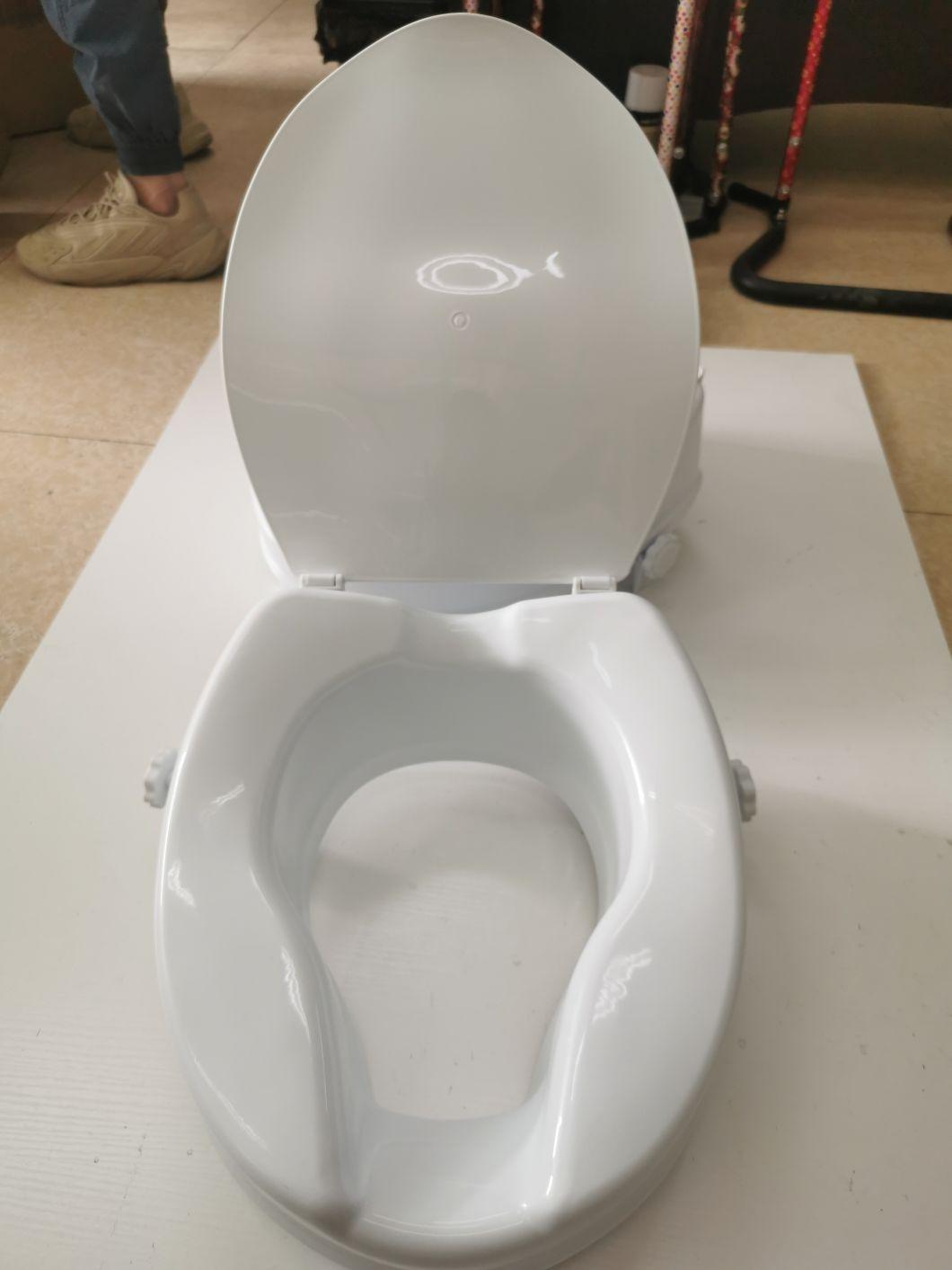 Commode Chair - Raised Toilet Seat with Lid, White, 2/4/6-Inches