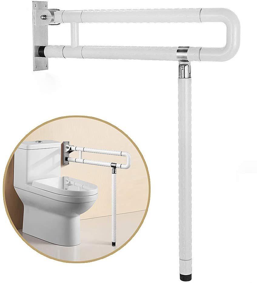 Commode Chair Flip-up and Foldable Non-Slip Nylon Steel Bath Grab Bar