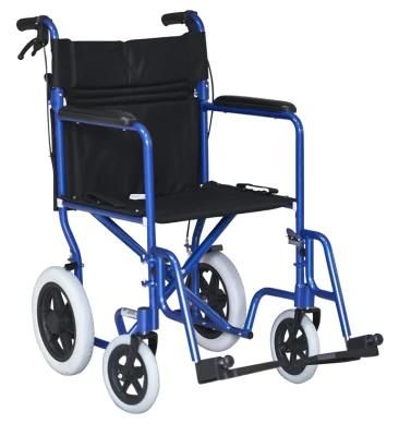 PU Wheels Aluminum Transport Wheelchair for Outdoor Lightweight Fashion New Product Manual Lock Safe Elderly Aluminum Wheelchair