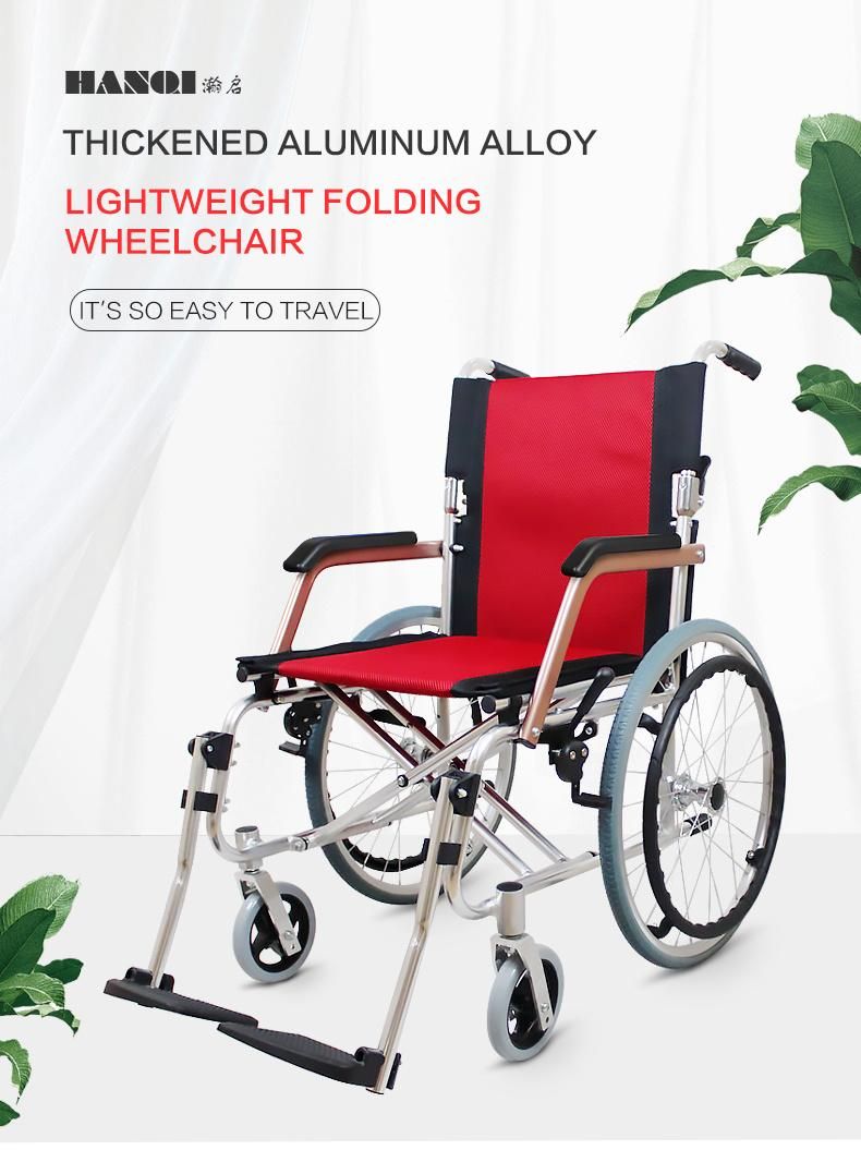 Portable Lightweight Aluminum Transport Manual Wheelchair for Disabled and Elderly