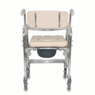 Mn-Dby003 Lightweight Disabled Elderly Folded Aluminum Shower Chair with Wheel