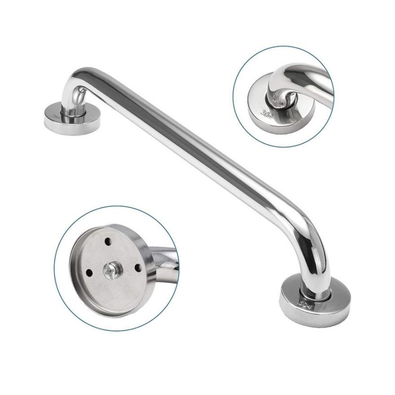 Commode Chair Chrome Stainless Steel Bathroom Grab Bar Handle, Safety Hand Rail Support