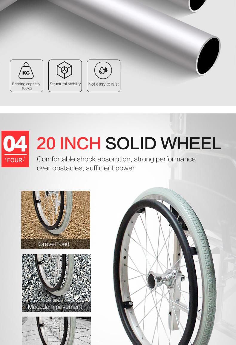 Hanqi Hq863L High Quality Aluminum Manual Wheelchair with Oxford Cloth for Disable or Senior Patient