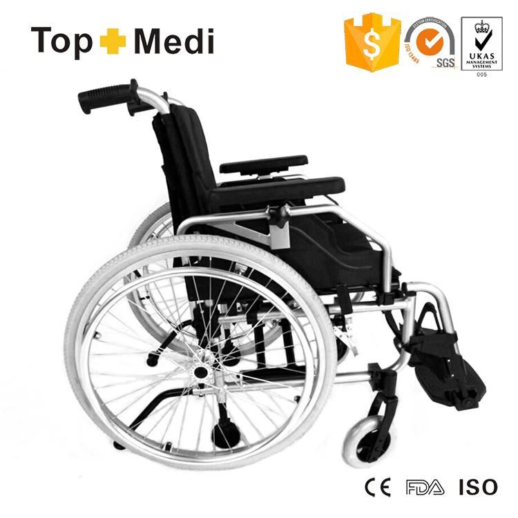 Medical Equipment Topmedi Seat Width Adjustable Aluminum Folding Manual Wheelchair