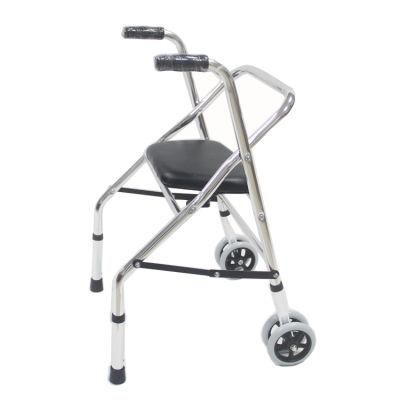 Adjustable Height Aluminum Folding Rollator Walker with Seat for Adult Light Weight Walking Aid