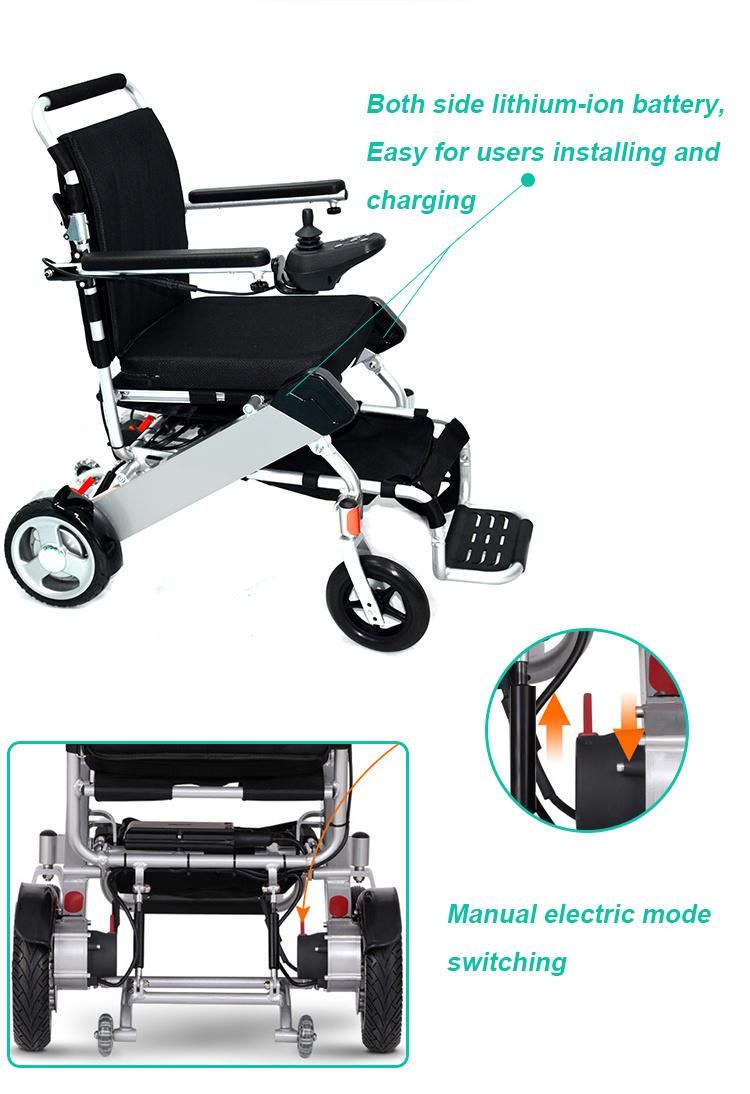 Small Compact Foldable Electric Wheelchair with High Backrest for Sale