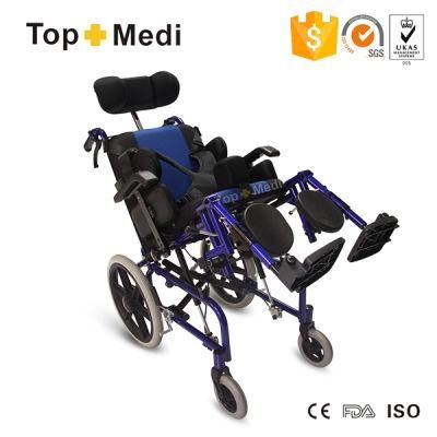 2022 Reclining High Back Detachable and Adjustable Cp Wheelchair
