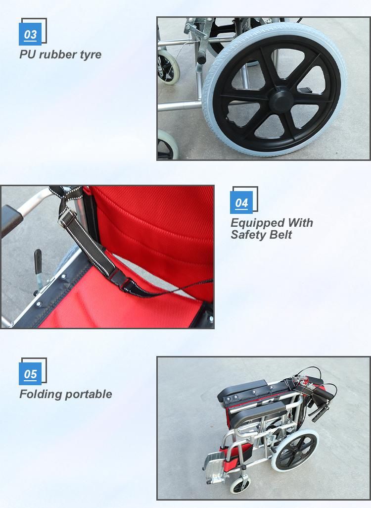 Rehabilitation Furniture Steel Folding Manual Wheelchair with CE ISO