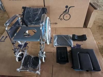 Chrome Plated and Black Commode Seat Commode Wheelchair (BME4624)