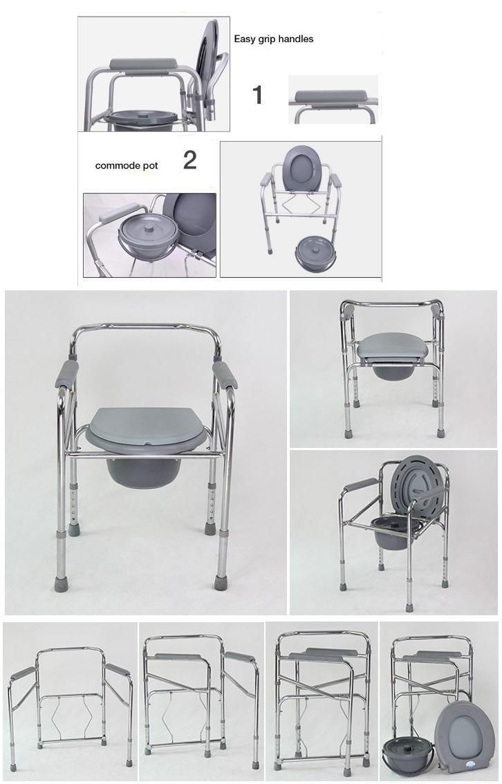 Hospital Medical Folding Steel Toilet Chair, Commode Chair (RJ-C814)