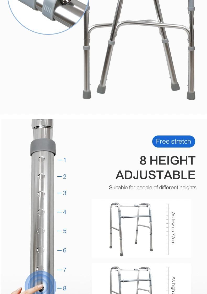 Hanqi Hq213L High Quality Aluminum Walker Walking Aid for Elderly and Disabled