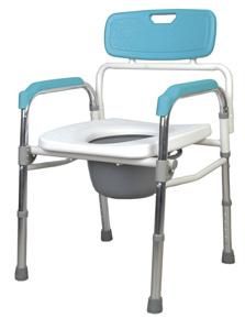 Commode Chair High Adjustable with Backrest Detach Seat PE Seat Aluminum Home Care Toilet Chair Bathroom Commodity Disabled