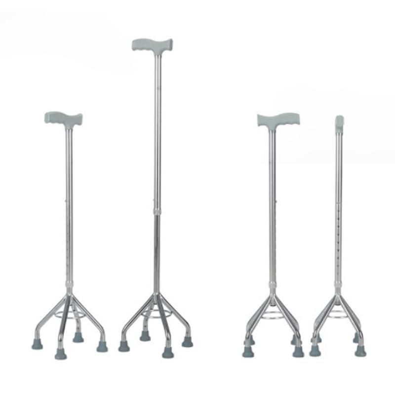 CE Aluminum Lightweight 4 Four Legs Adjustable Height Walking Stick Elderly Aluminum Quad Cane for The Disabled