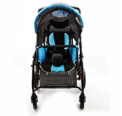 Comfortable Soft and Adjustable Headrest Cerebral Palsy Children Wheelchair with PU Tires Plastic Front Fork