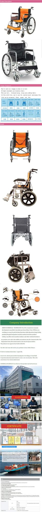 High Quality Medical Products Aluminum Folding Head Aid Manual Wheelchair for Elderly People