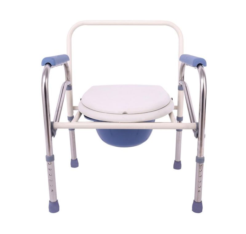 Adjustable Height Bedside Commode Chair Medical Shower Chair Bath Seat for Heavy-Duty Steel Commode Fold Portable Toilet Chair