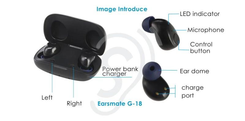 New Portable in Ear Rechargeable Cic Hearing Aids 2PCS Earsmate G18