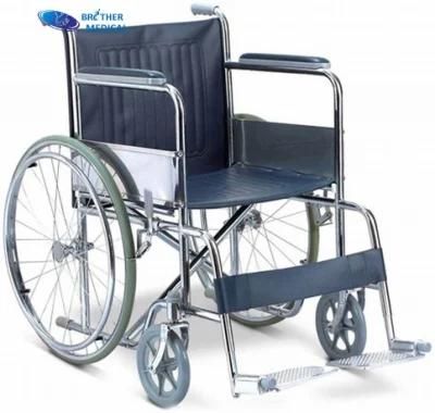 Steel Foldable Economic Cheap Chrome Ss Wheelchair for Disabled