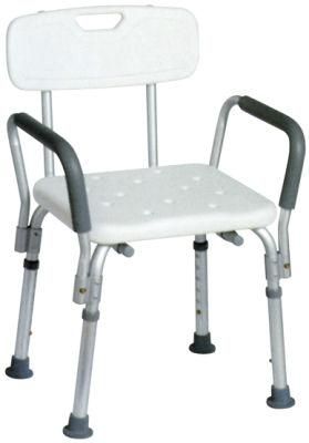 Aluminum Frame PE Seat with Detachable Foam Armrest and Back Disabled Orthopedic Bathing Adjustable Height Shower Bath Chair