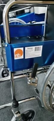 Foldable Wheelchair with Wheels Foot Rest and Nylon Seat