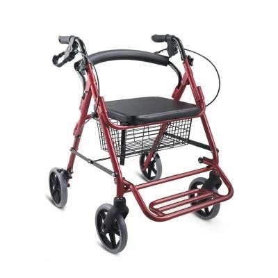 Outdoor 100kg Loading Capacity 4 Wheels Walking Walker Rollator with Hand Brake