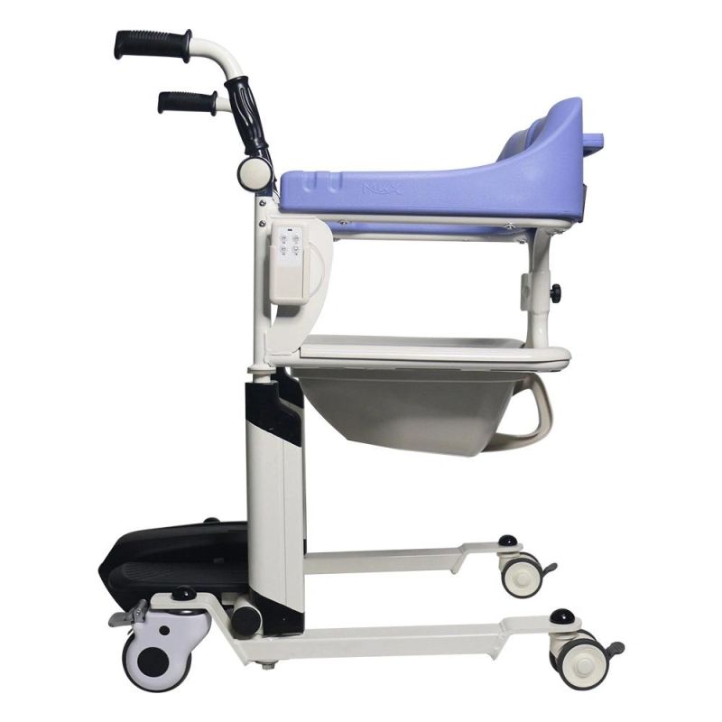 Transfer Commode Wheelchair with Electric Lift Mode Come with Battery and Remote Control