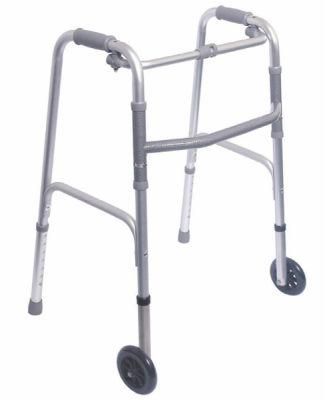 One Button Aluminum Assistive Folding Walker with Wheels