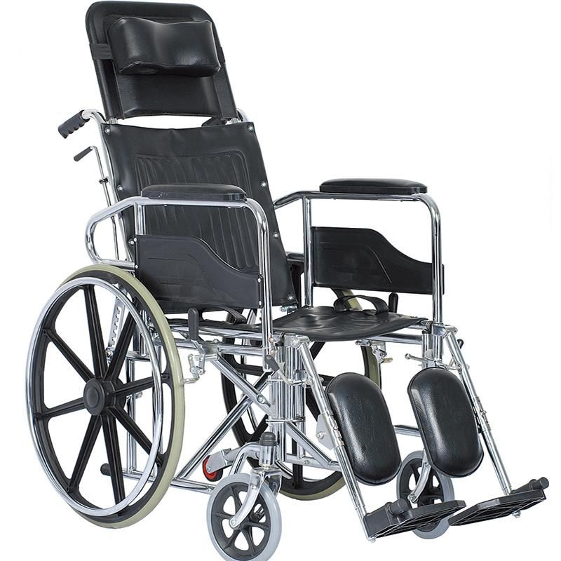 High Back Reclining Wheelchair with Commode for Elderly