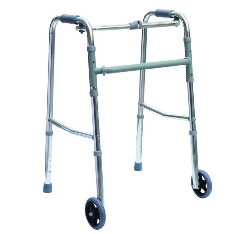 with 2 Wheels Disabled/Elderly People Indoor and Outdoor Easy Carry Steel Light Weight Height Adjust Walker Frame Orthopedic Rehabilitation Walking Assistance