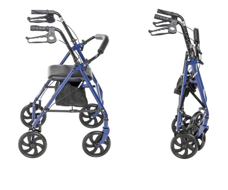 Rollator Walker Steel Frame Walking 4 Wheel Foldable Disabled Scooter