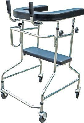 Medical Product Adjustable Walking Frame with Castor and Seat
