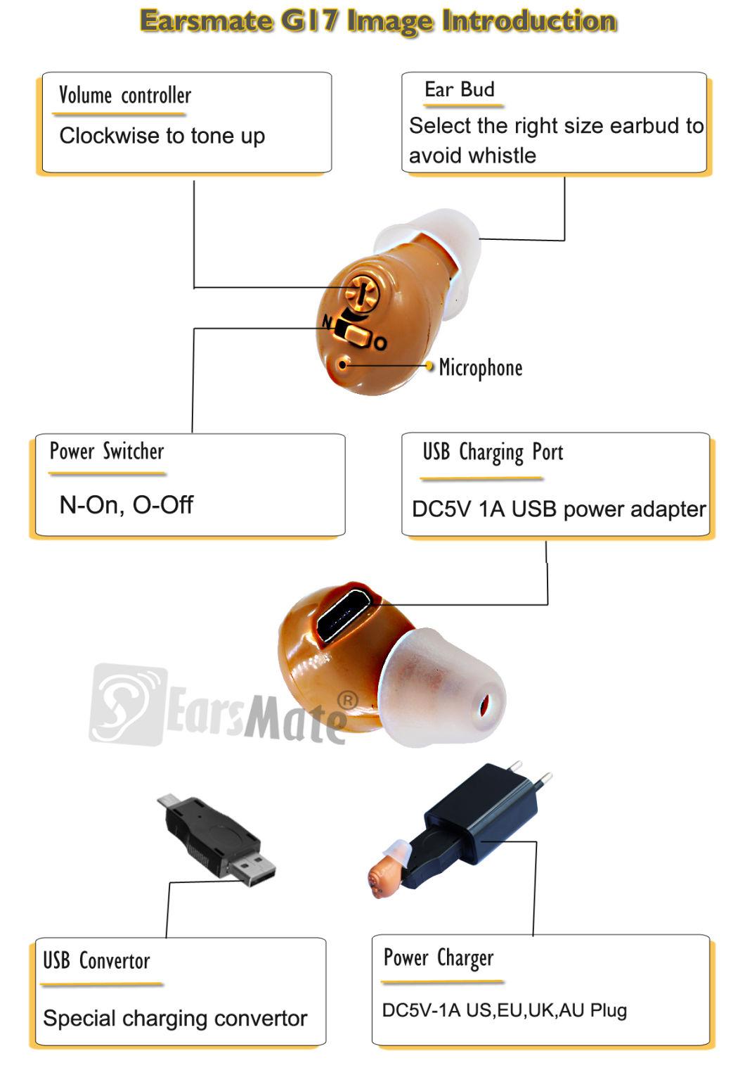 in Ear Cic Rechargeable Hearing Aid Itc Earsmate Sound Amplifier