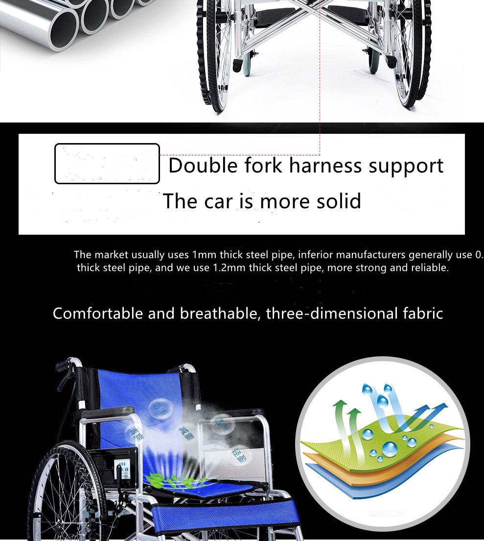 Gravitation-Med CE Approve Easy Operation Fordable Motor Steel Material Hand-Operate Transport Wheelchair for Elder and Disable