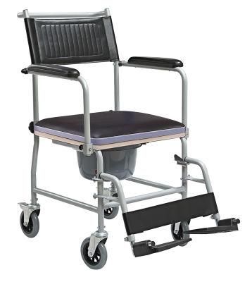 Cheap Price Folding Bathroom Commode Chair Seat with Bucket Patient Toilet Wheelchair for Elderly Steel