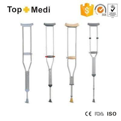 Portable Height Medical Rubbery Disabled Walking Aluminum Armrest Crutch for Sale