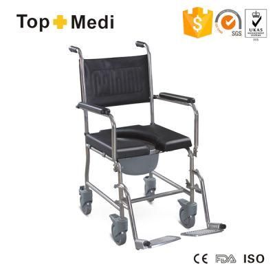Topmedi Stainless Steel Commode Wheelchair Rear Wheel with Lock