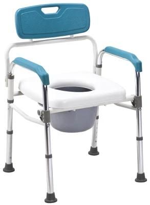 Foldable Commode Chair Adjustable Height Portable Aluminum Adult with Soft Seat Comfortable Bathroom Shower Stool Mobility