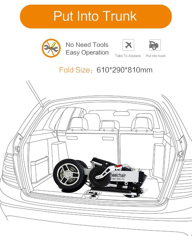 out Door Use Deatchable Lithium Battery Power Folding Electric Wheelchair