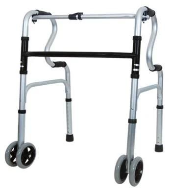 Hospital Lightweight Folding Aluminum Mobility Elderly Disability Walking Aid with Wheels Walker