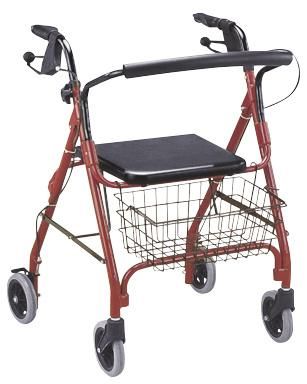 6&quot; Castor Aluminum Rollator Walker Frame with Seat Soft Backrest Easy Carry Folding Wheelchair Shopping Basket for Elderly