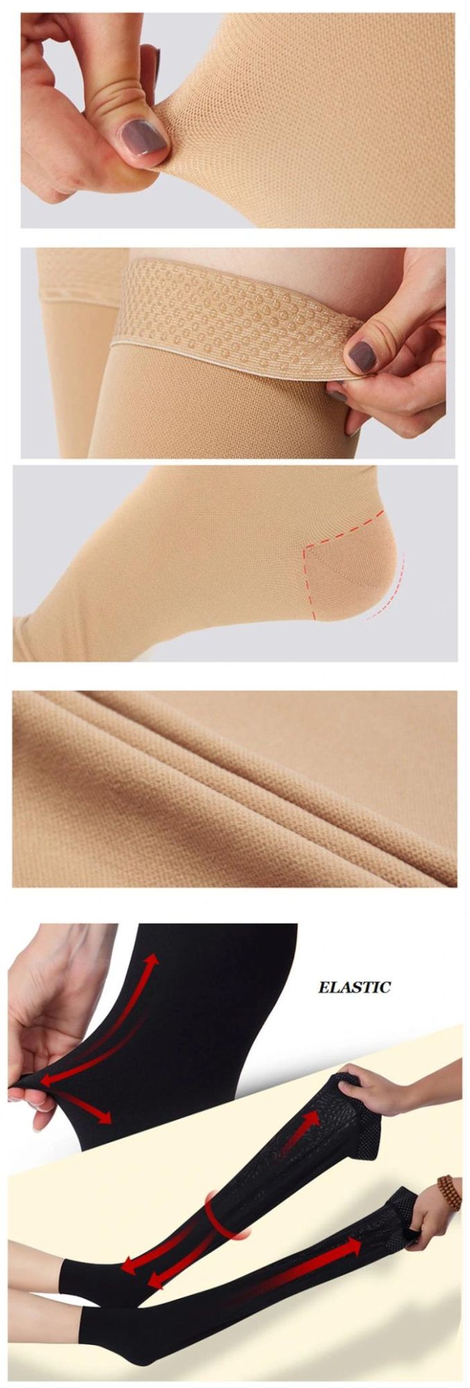 High Quality Anti-Slip Thigh High Wrap Toe 23-32mmhg Compression Medical Socks