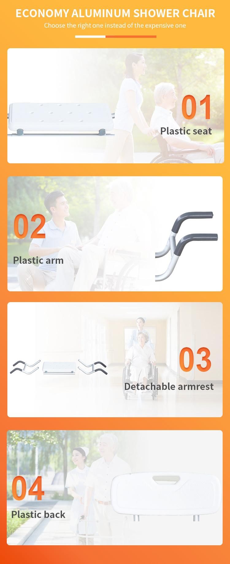 Adjustable Aluminum Bathtub Seat in Shower Stool with Backrest Bath Board Stool Best Sell in Russia