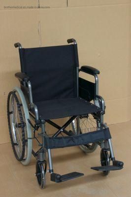 Adjustable Height Armrest Detachable Footrest Manual Folding Steel Wheelchair