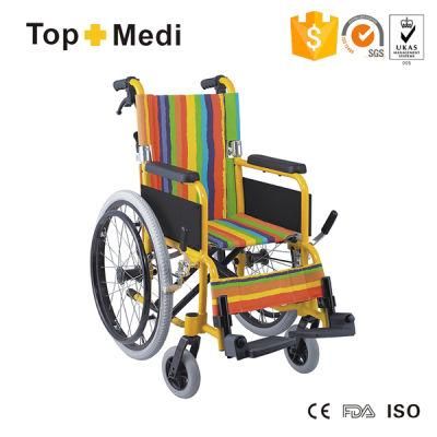 Topmedi Cheapest Pediatric Aluminum Manual Wheelchair for Children