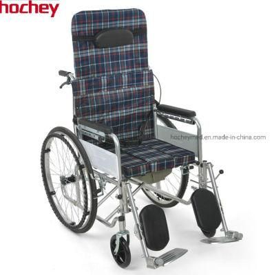 Hochey Medical Basic Simple Standard Commode Wheelchair with Toliet Portable Wheel Chair