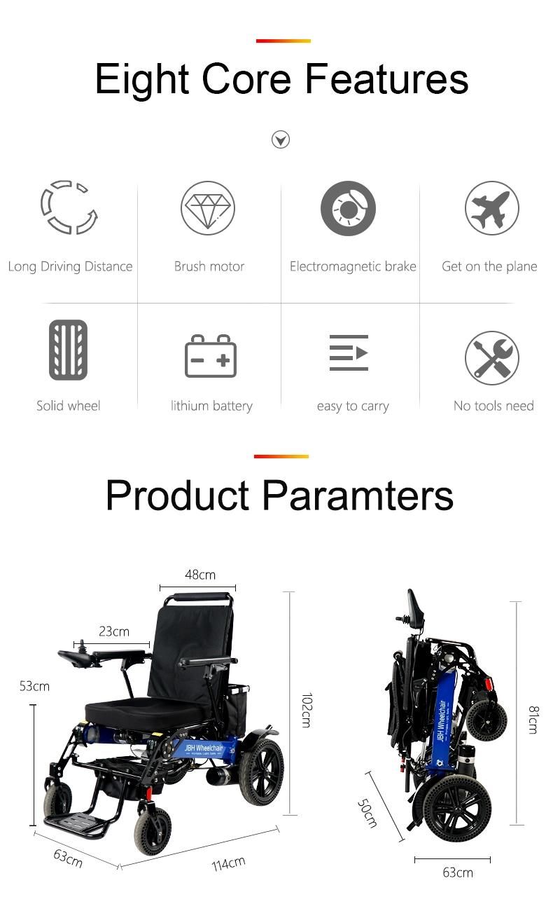 Large Wheelbase Power Folding Electric Wheelchair for Disabled People