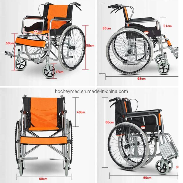 Hochey Medical Cheap Lightweight Durable Foldable Manual Wheelchair Price with Commode for Elderly